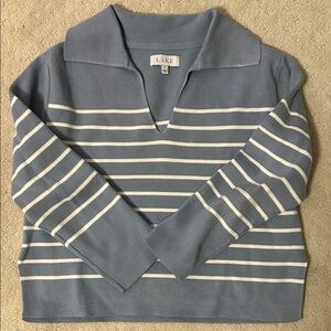 LAKE Women's Dusty Blue Striped Sweater